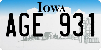 IA license plate AGE931