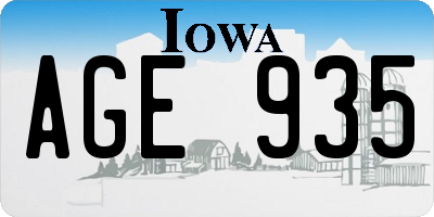 IA license plate AGE935