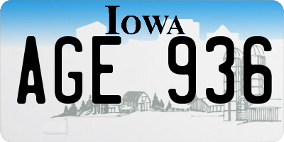 IA license plate AGE936