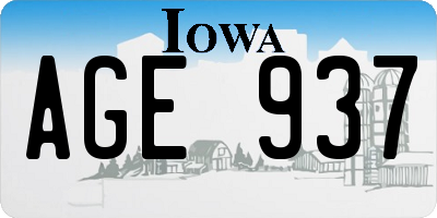 IA license plate AGE937