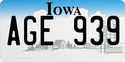 IA license plate AGE939
