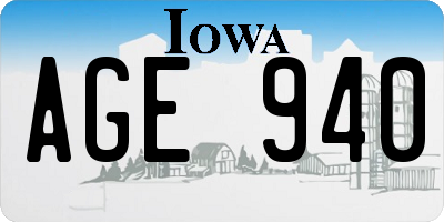 IA license plate AGE940
