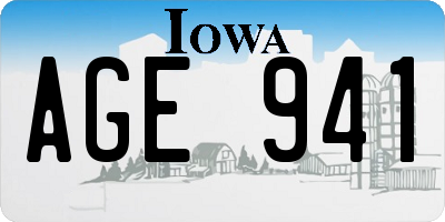 IA license plate AGE941