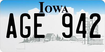 IA license plate AGE942