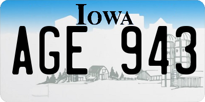 IA license plate AGE943