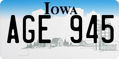 IA license plate AGE945