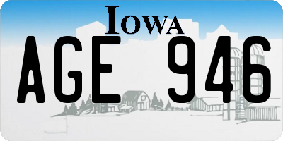 IA license plate AGE946