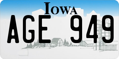 IA license plate AGE949