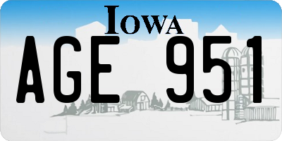 IA license plate AGE951
