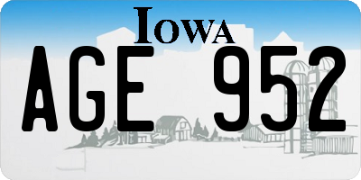 IA license plate AGE952