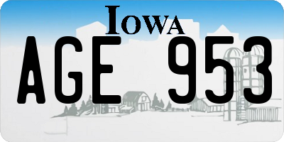 IA license plate AGE953