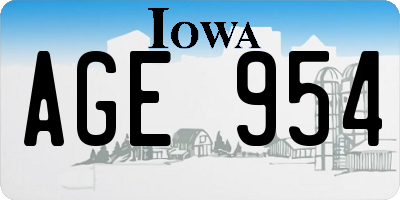 IA license plate AGE954