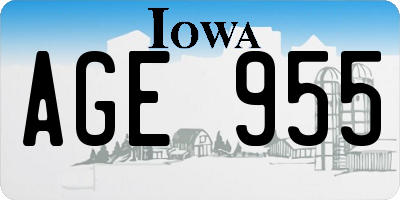 IA license plate AGE955