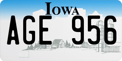 IA license plate AGE956