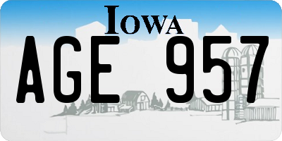 IA license plate AGE957