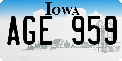 IA license plate AGE959