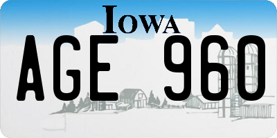 IA license plate AGE960