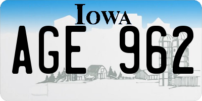 IA license plate AGE962