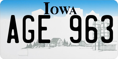 IA license plate AGE963