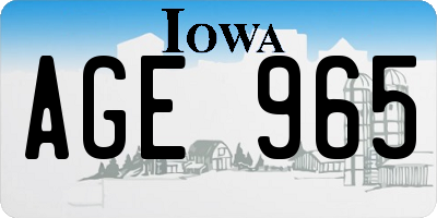 IA license plate AGE965