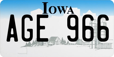 IA license plate AGE966