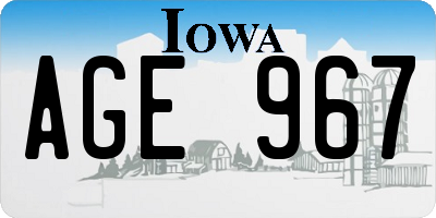 IA license plate AGE967