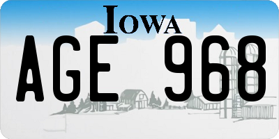 IA license plate AGE968