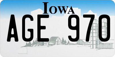 IA license plate AGE970
