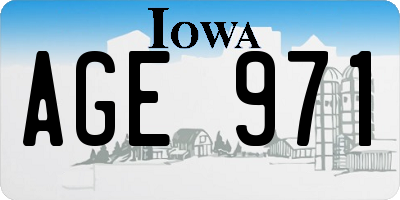 IA license plate AGE971