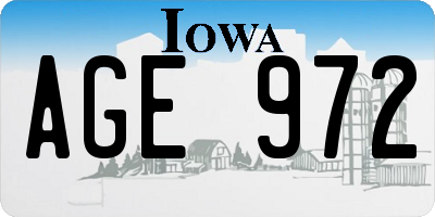IA license plate AGE972