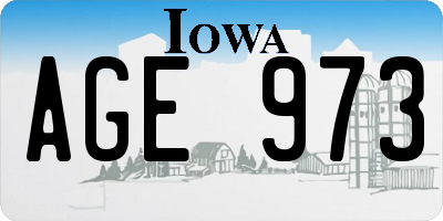 IA license plate AGE973