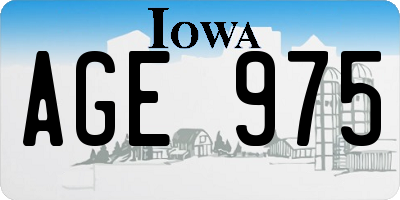 IA license plate AGE975