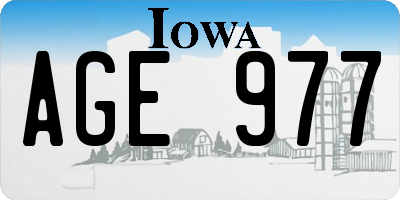 IA license plate AGE977