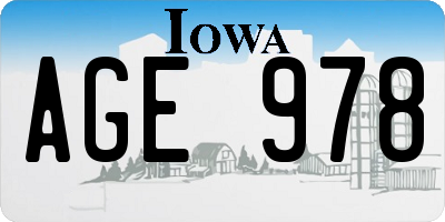 IA license plate AGE978