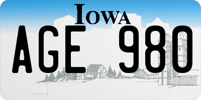 IA license plate AGE980