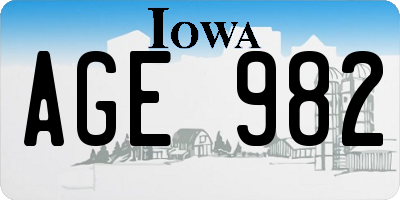 IA license plate AGE982