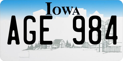 IA license plate AGE984