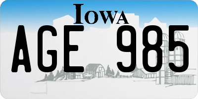 IA license plate AGE985