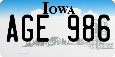 IA license plate AGE986