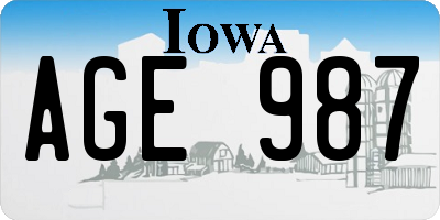 IA license plate AGE987