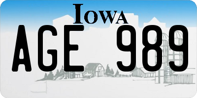 IA license plate AGE989