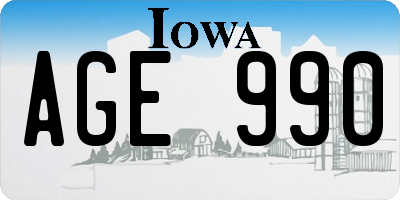 IA license plate AGE990