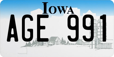 IA license plate AGE991