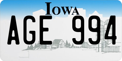IA license plate AGE994