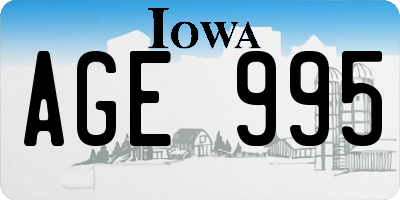 IA license plate AGE995