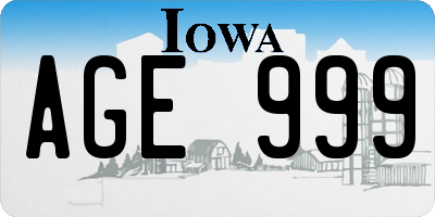 IA license plate AGE999