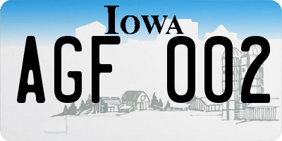 IA license plate AGF002