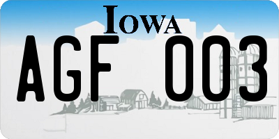 IA license plate AGF003