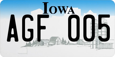 IA license plate AGF005