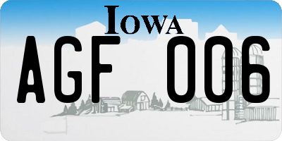 IA license plate AGF006